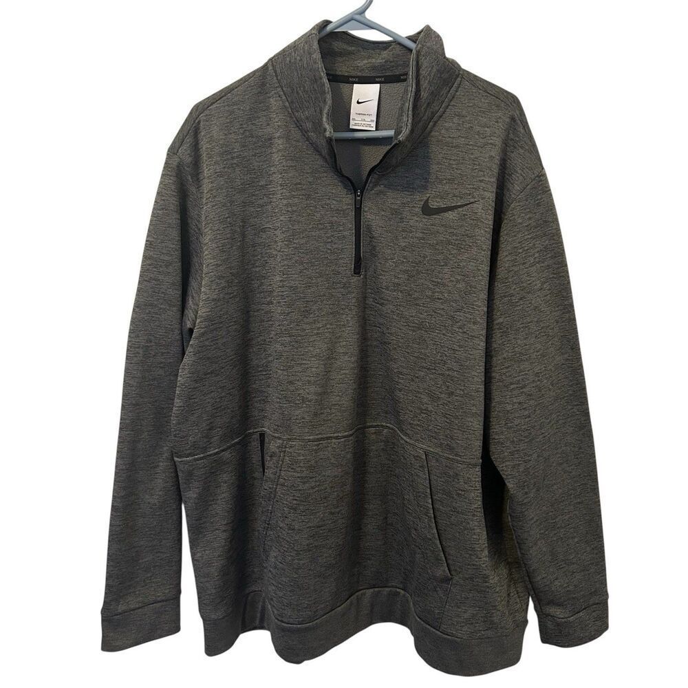 Nike Therma Men’s Quarter 1/4 Zip 2XL Gray Pullover Long Sleeve Golf Sporty